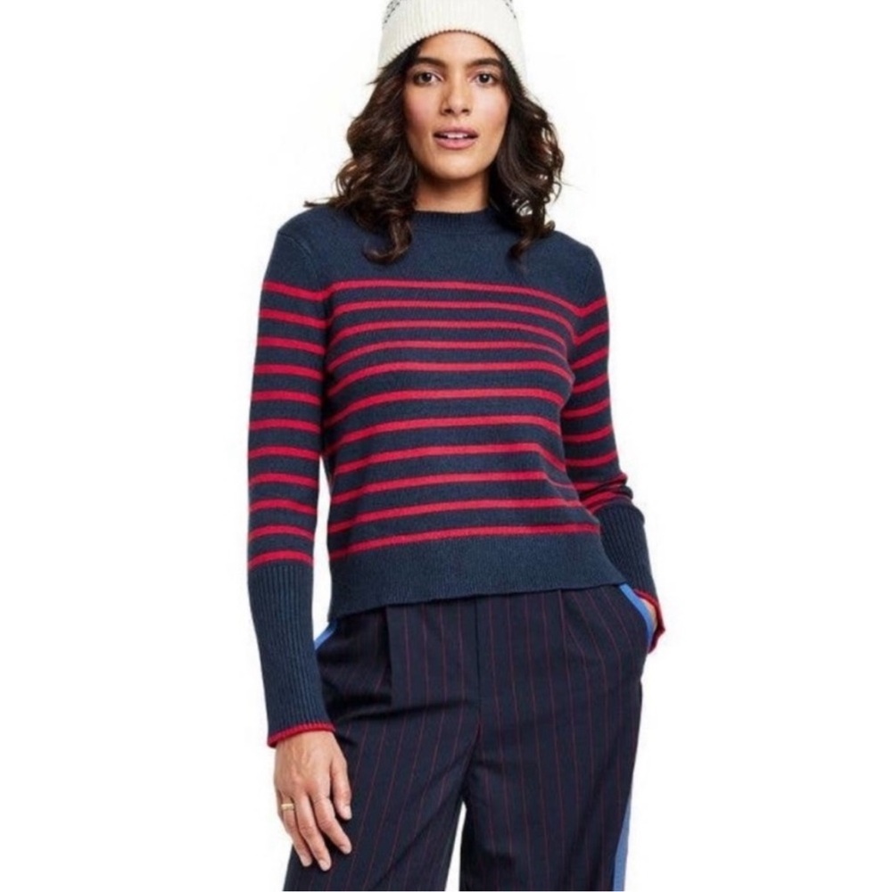 LA LIGNE x Target Striped Crewneck Blue/Red Striped Sweater with Cashmere